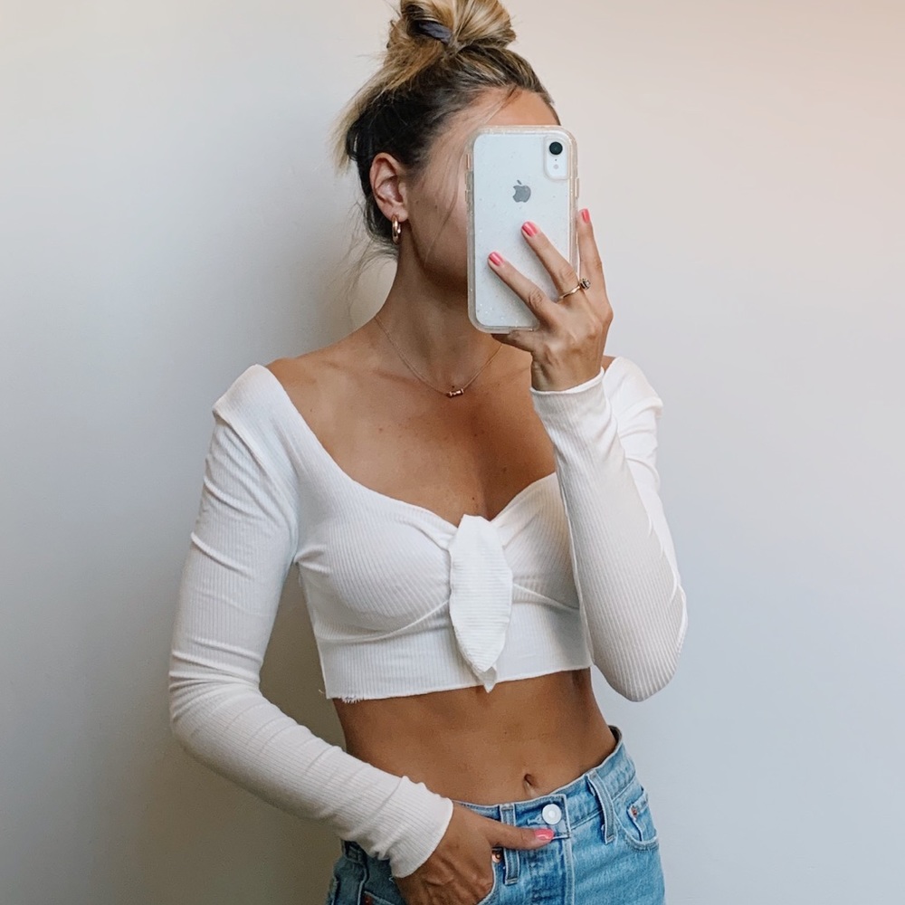 White cropped long sleeve